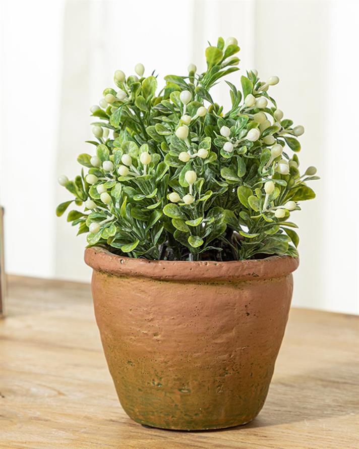 Floare artificială în ghiveci, Pretty Flowers, plastic, 10x18 cm, verde