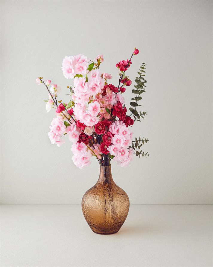 Floare artificiala, Cherry Branch, plastic, 100 cm, roz inchis