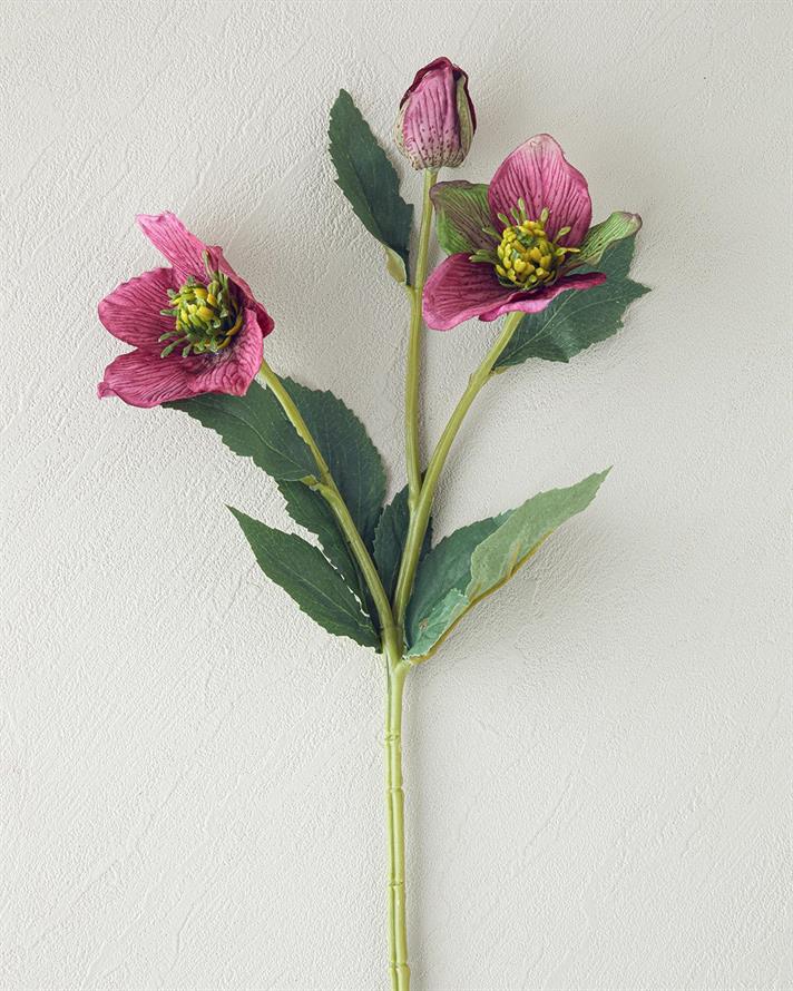 Floare artificiala, Helleborus, plastic, 40 cm, visiniu