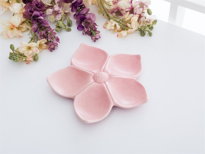 Flower Stoneware Five parted Appetizers Pink