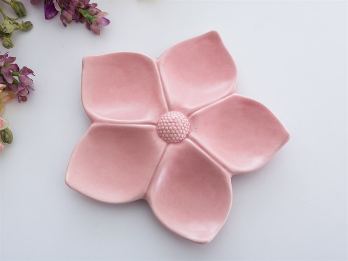 Flower Stoneware Five parted Appetizers Pink