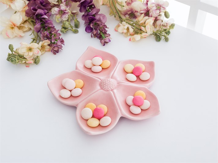 Flower Stoneware Five parted Appetizers Pink