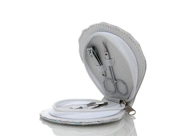 floare Cu Geantă Set Manichiură 12x11x2 cm Argintiu