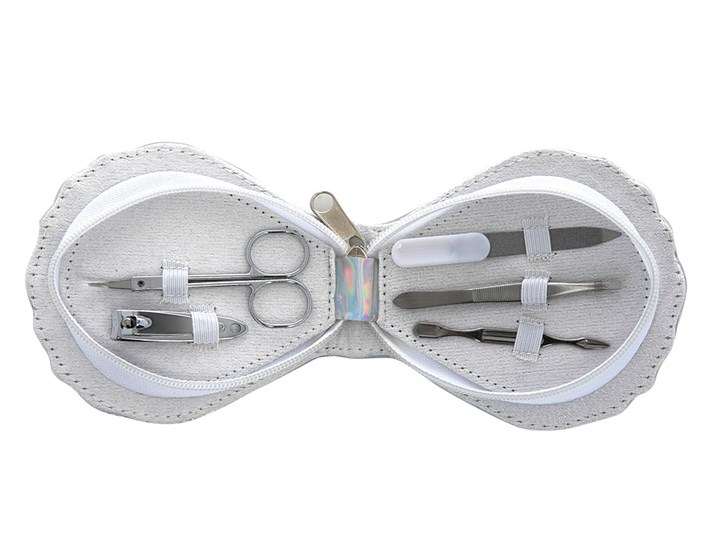 floare Cu Geantă Set Manichiură 12x11x2 cm Argintiu