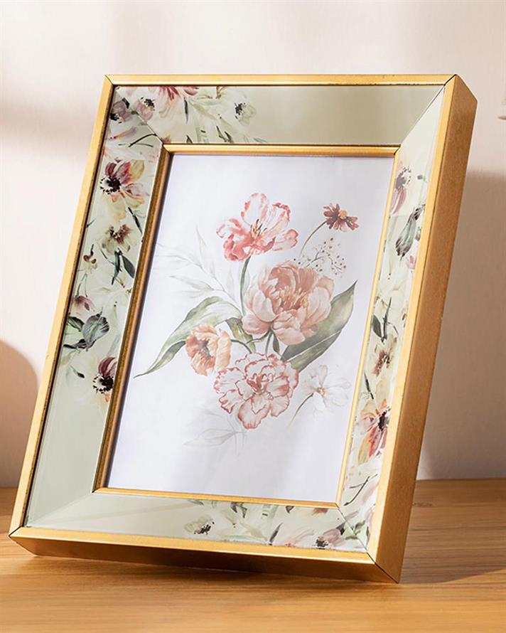 Floare elegantă Sticlă Ramă 15x21 cm Gold