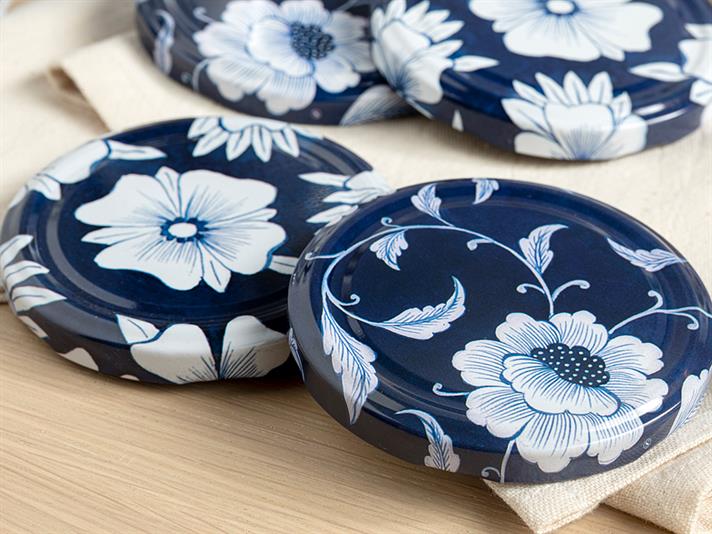Flower Metal 10 pcs Jar Lid 82 mm White