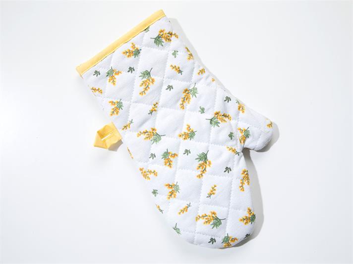 Mimosa flower Printed 2 Pcs Set Kitchen Set White - Yellow