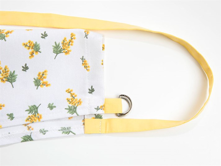 Mimosa flower Printed Printed Kitchen Apron White - Yellow