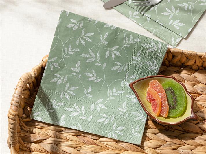 Flora 20 Set Tissue Napkin 33x33 cm Green