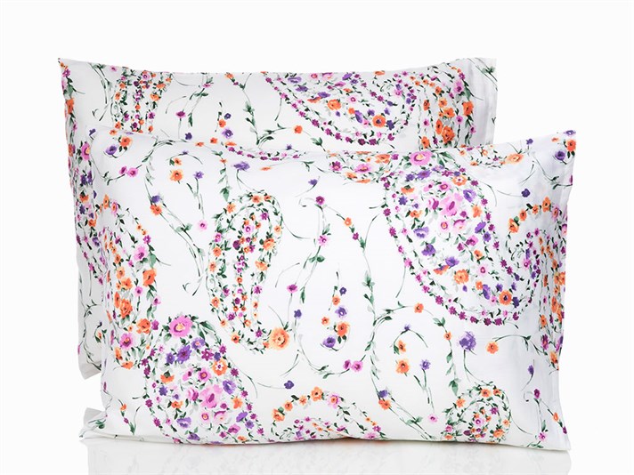 Flora paisley  Satin bumbac Set 2  FAȚĂ DE PERNĂ 50x70 cm Lilac.