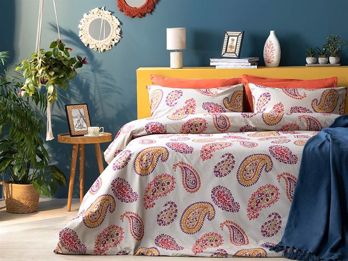 Flora paisley Cottony Double Person  SET LENJERIE DE PAT 200x220 cm Beige