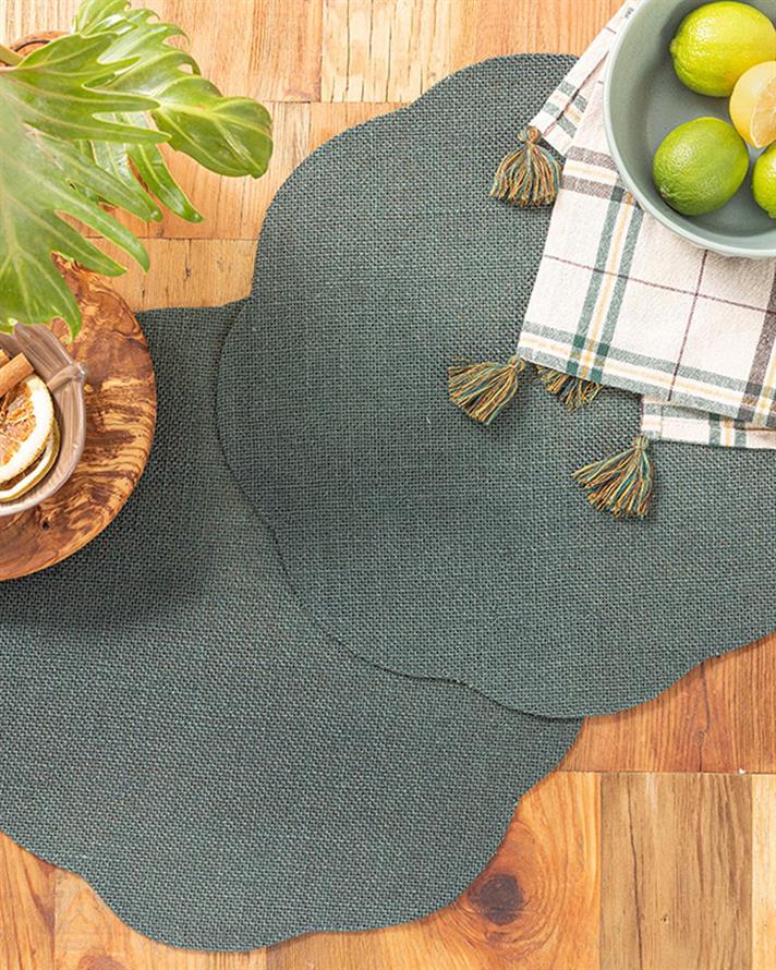 Floraison Jute 2 Set Place Mat 38 cm Gray