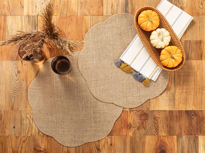 Floraison Jute 2 Set Place Mat 38 cm Beige