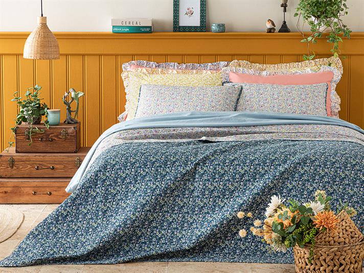 Floral Heaven Set Cuvertură De Pat King Size, Multifuncțional, 240*220 Cm, Albastru Colbalt