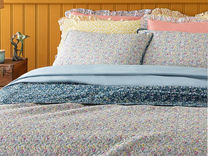 Floral Heaven Set Cuvertură De Pat King Size, Multifuncțional, 240*220 Cm, Albastru Colbalt