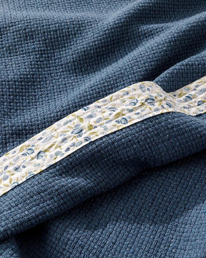 Floral Joy Cu Bandă De Îmbinare Double Set Pătură De Vară 200x220 cm Indigo.
