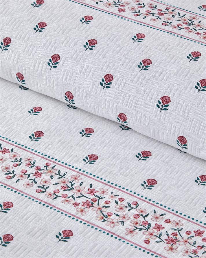 Floral Lines Imprimat Cu Bumbac Single Pătură De Vară 150x220 cm Pudră