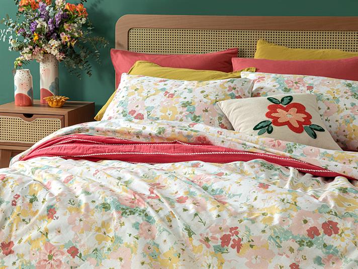 Floral Pureness Cottony  King Size  SET LENJERIE DE PAT 240x220 cm Pink