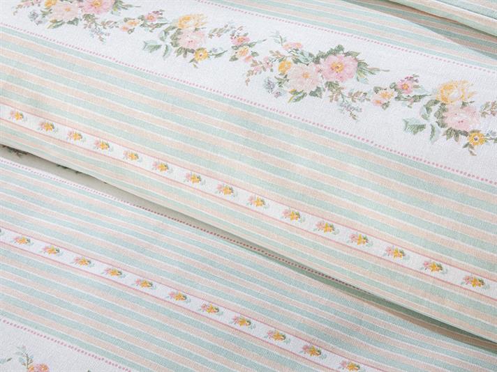 Floral Stripe Bumbac Dublu Set Lenjerie De Pat 200*220 Cm Deschideți Seledon