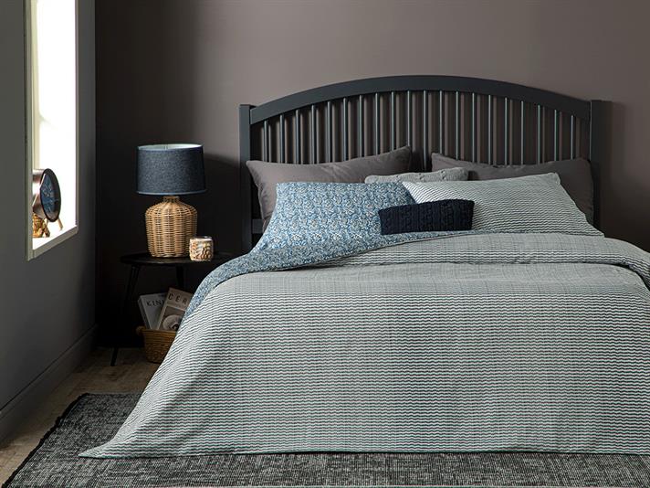  Lenjerie de pat completă pentru o persoană, Floral Trail, bumbac, 100x200 cm, Albastru