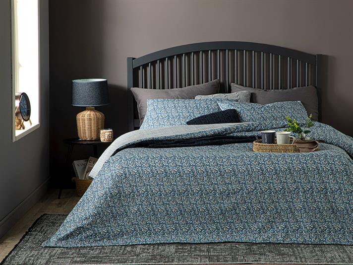  Lenjerie de pat completă pentru o persoană, Floral Trail, bumbac, 100x200 cm, Albastru