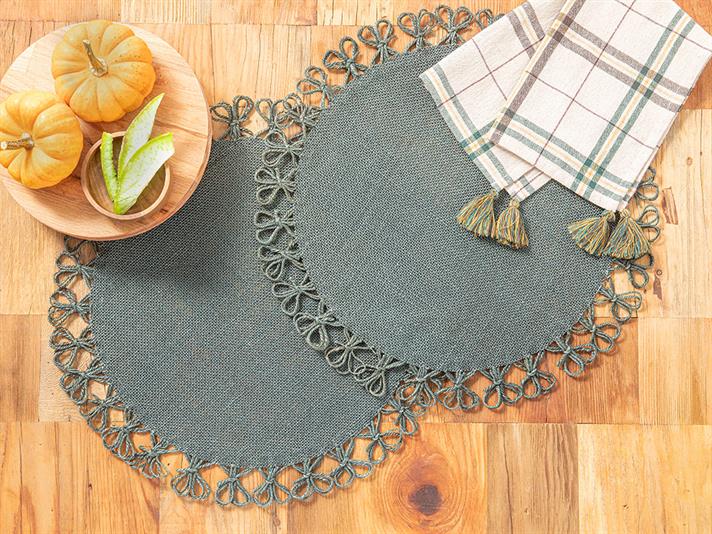Florale Jute 2 Set Place Mat 38 cm Gray