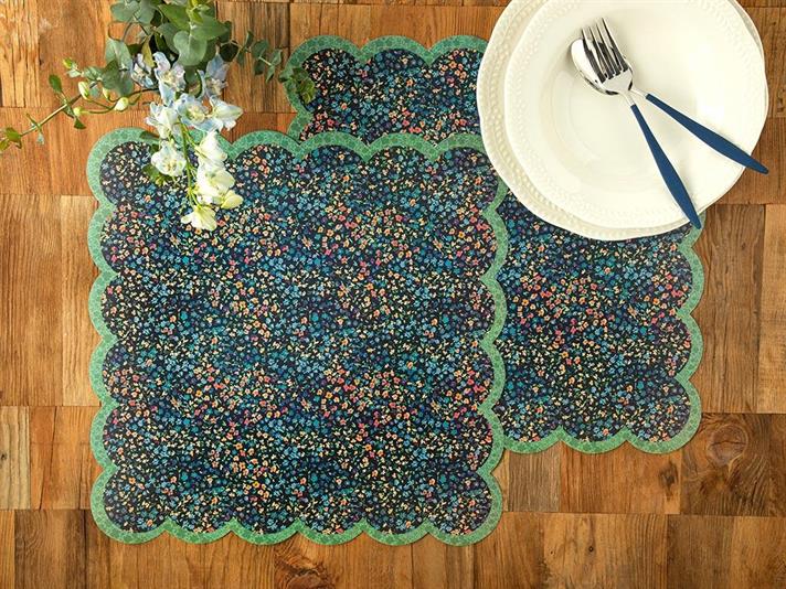 Florals Polypropilen 4 Set Place Mat 40x40 Dark Blue