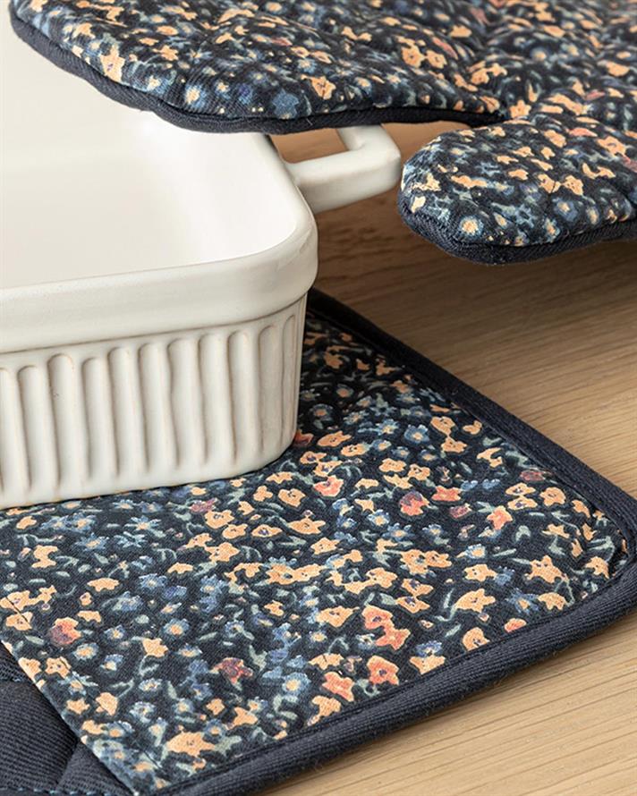 Florals Set De Bucătărie Set 2, Bumbac, 17*30 Cm+20*20 Cm, Natural - Burgundia