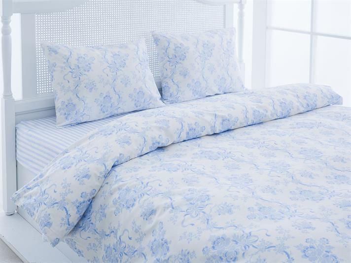 Florența Bumbac Single Set Lenjerie De Pat 160x220 cm Albastru