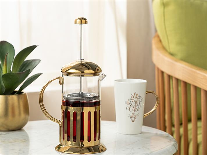 Florence Presă Franceză, Sticlă Borosilicată, 600 Ml, Auriu