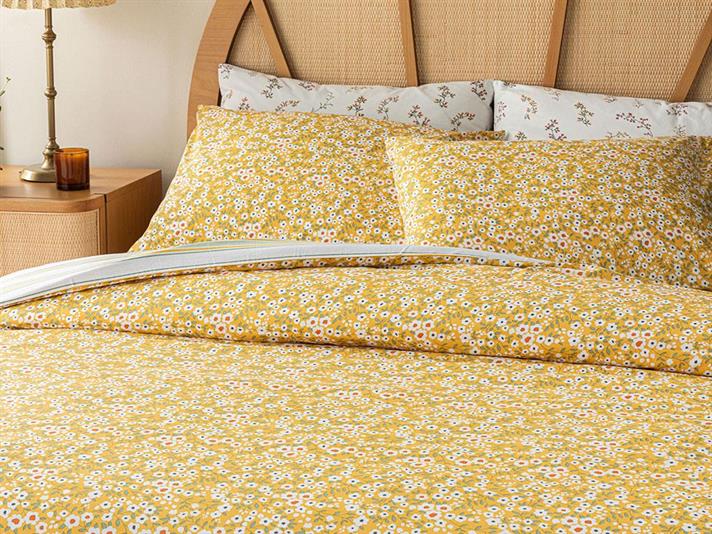 Florescence Set Lenjerie De Pat Dublu, Bumbac, 200*220 Cm, Pudra-Ecru
