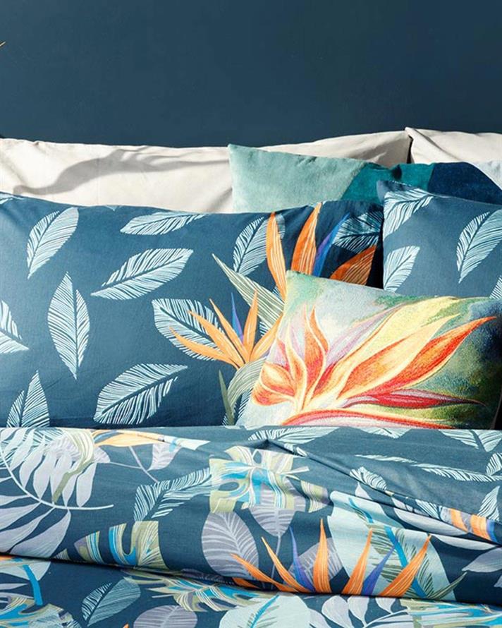 FLORI DE PARADIS COTTONY PERSOANĂ DUBLĂ  SET LENJERIE DE PAT 200X220 CM ALBASTRU INCHIS