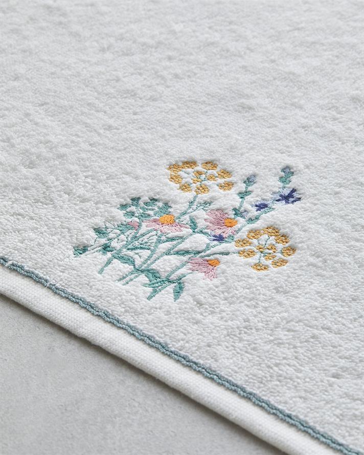 Flori posy Cu Bumbac Brodat Prosop De Față 50x80 cm Ecru