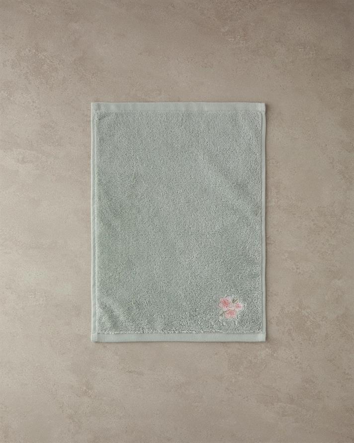 Flower Chain Cu Bumbac Brodat Set De Prosoape De Față 30x45+50x80 cm Verde Ca Apa