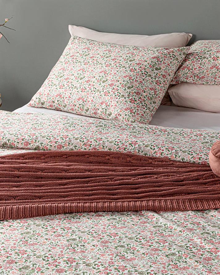 Flower Joy Set De Lenjerıe De Pat Pentru O Persoana, Din Bumbac, 160*220 Cm, Roz