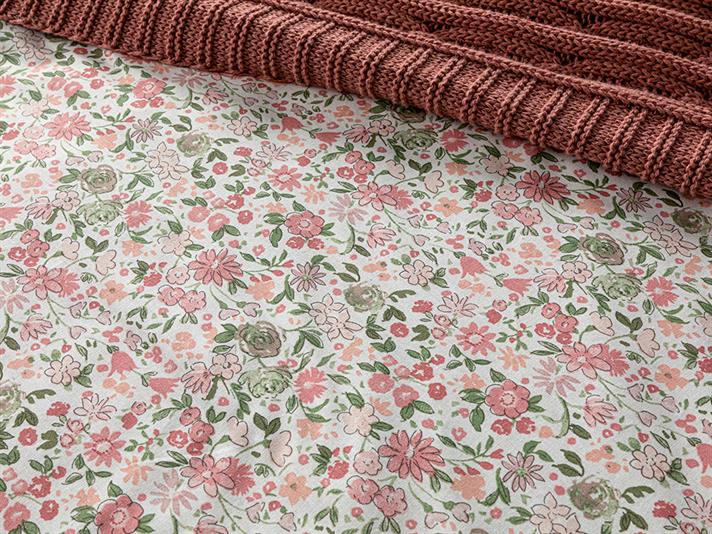 Flower Joy Set De Lenjerıe De Pat Persoană Dublă, Din Bumbac, 200*220 Cm, Roz