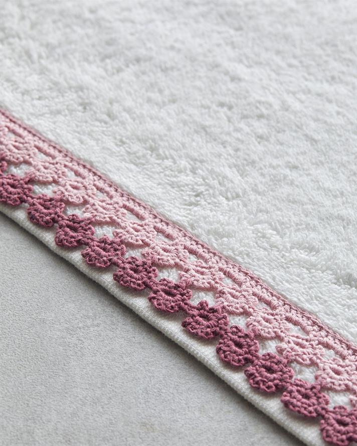 Flower Line Cu Bumbac Croșetat Prosop De Față 50x80 cm Ecru - Roz