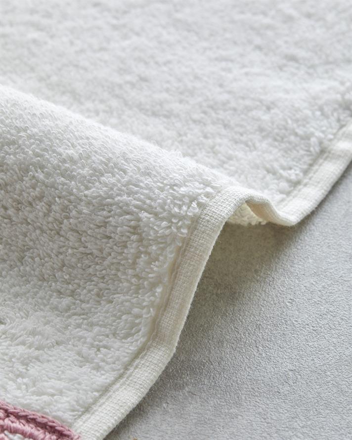 Flower Line Cu Bumbac Croșetat Prosop De Față 50x80 cm Ecru - Roz