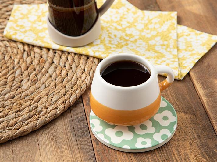 Flower Party Silicone Coaster 11 cm Green