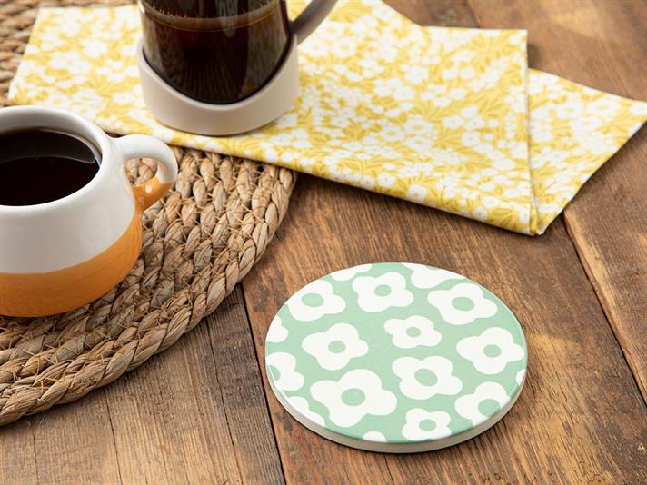 Flower Party Silicone Coaster 11 cm Green