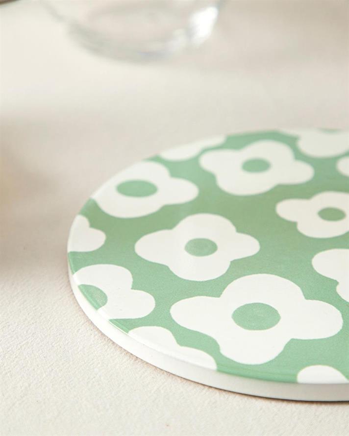 Flower Party Silicone Hot Mat 16 cm Green