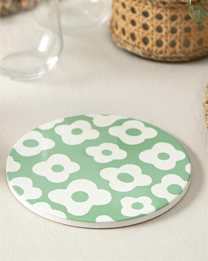Flower Party Silicone Hot Mat 16 cm Green