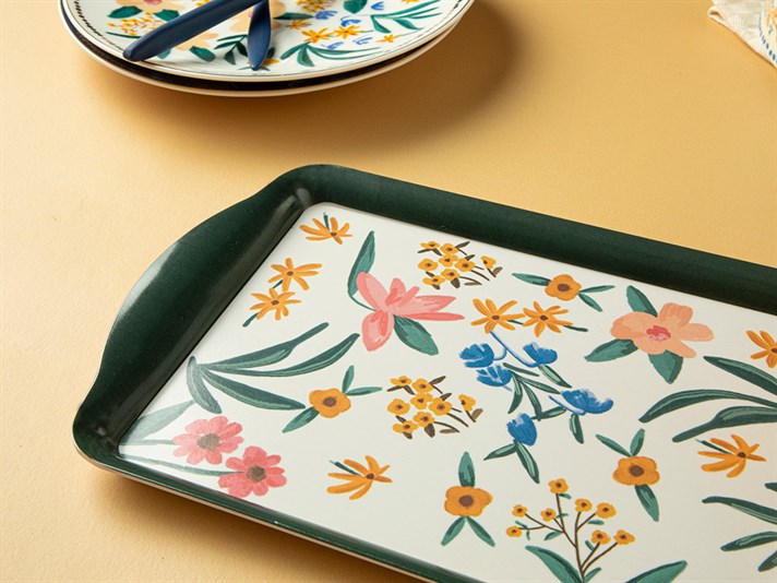 Flower Spree Melamine Tray 37x18 cm Green