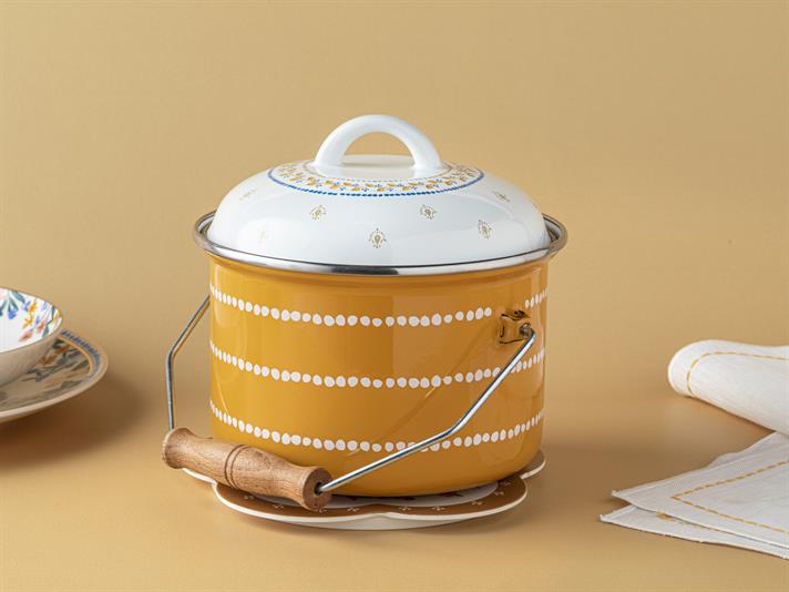 Flower Spree Enamel Copper Bucket 2L Mustard