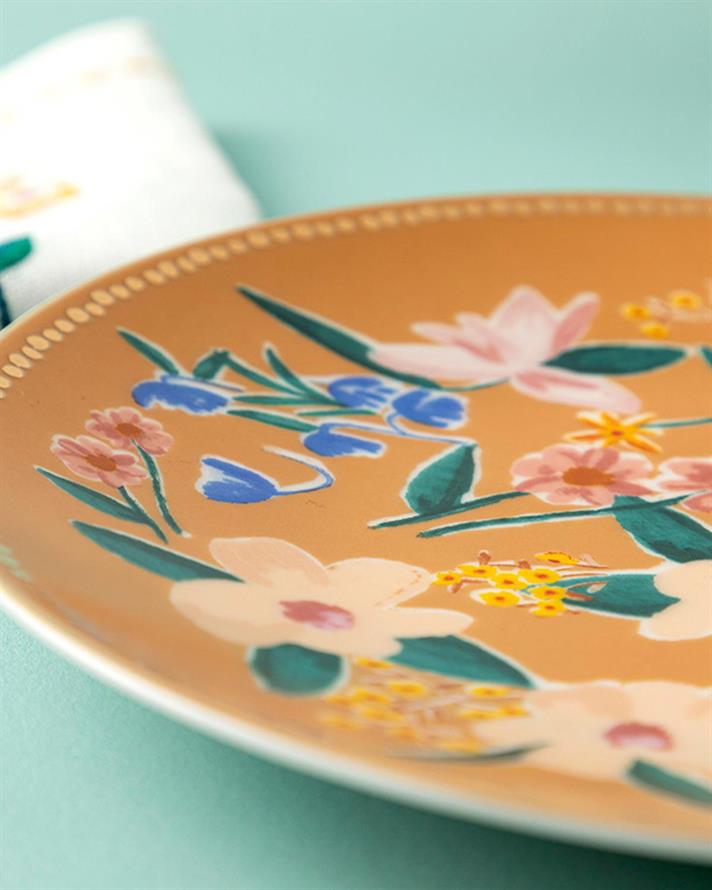 Flower Spree Porcelain Cake Plate 20 cm Mustard
