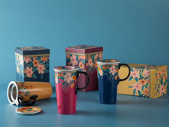 Flower Spree Silicone with Strainer Thermos 340 ml Dark Blue