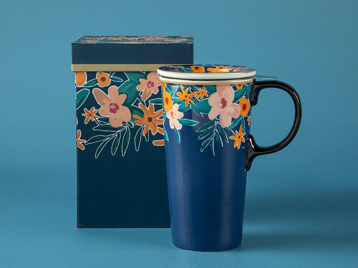 Flower Spree Silicone with Strainer Thermos 340 ml Dark Blue