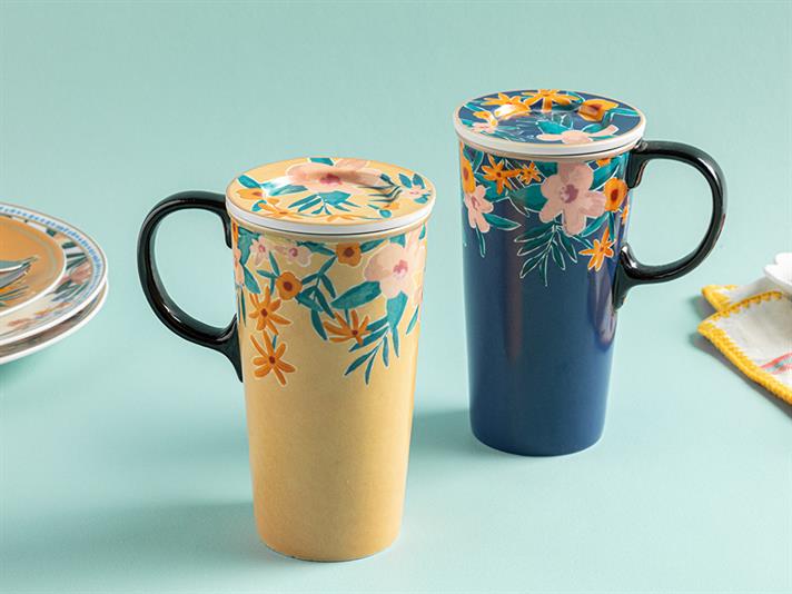 Flower Spree Silicone with Strainer Thermos 340 ml Dark Blue