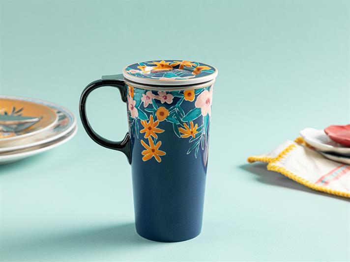 Flower Spree Silicone with Strainer Thermos 340 ml Dark Blue