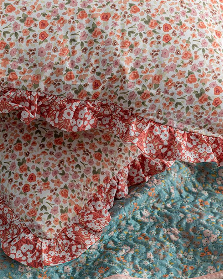 Floweret Cu Bumbac Cu 2 Piese Față De Pernă 50x70 cm Chihlimbar Roz